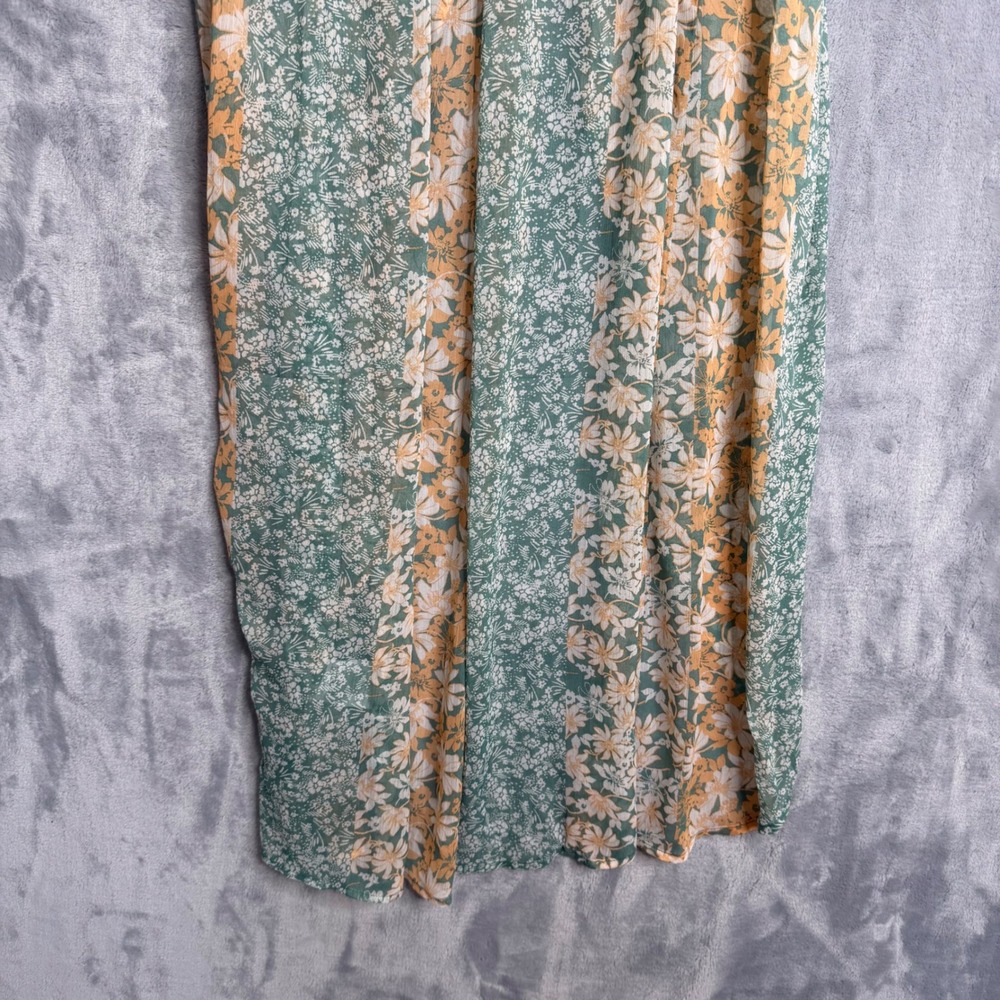 Miss Me Floral Top Womens S Green High Low Fairy Boho Duster Puff Sleeve - Picture 7 of 10